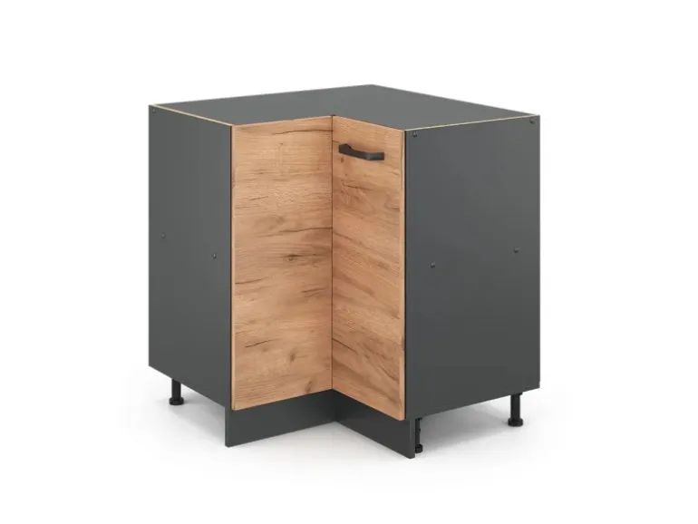 Vicco Eckunterschrank R-Line Goldkraft Eiche/Anthrazit 76 cm ohne Arbeitsplatte