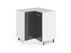 Vicco Eckunterschrank R-Line Anthrazit Hochglanz/Weiß 76 cm ohne Arbeitsplatte