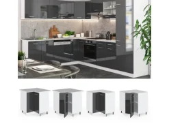 Vicco Eckunterschrank R-Line Anthrazit Hochglanz/Weiß 76 cm ohne Arbeitsplatte