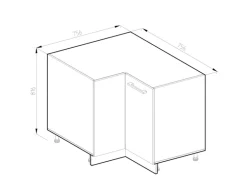 Vicco Eckunterschrank R-Line Anthrazit Hochglanz/Weiß 76 cm ohne Arbeitsplatte