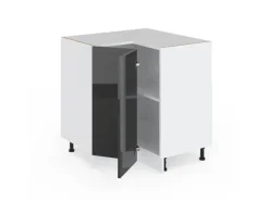 Vicco Eckunterschrank R-Line Anthrazit Hochglanz/Weiß 76 cm ohne Arbeitsplatte