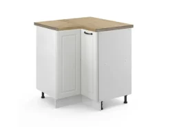 Vicco Eckunterschrank R-Line Küchen Eckschrank Weiß Landhaus/Weiß 76 cm AP Eiche