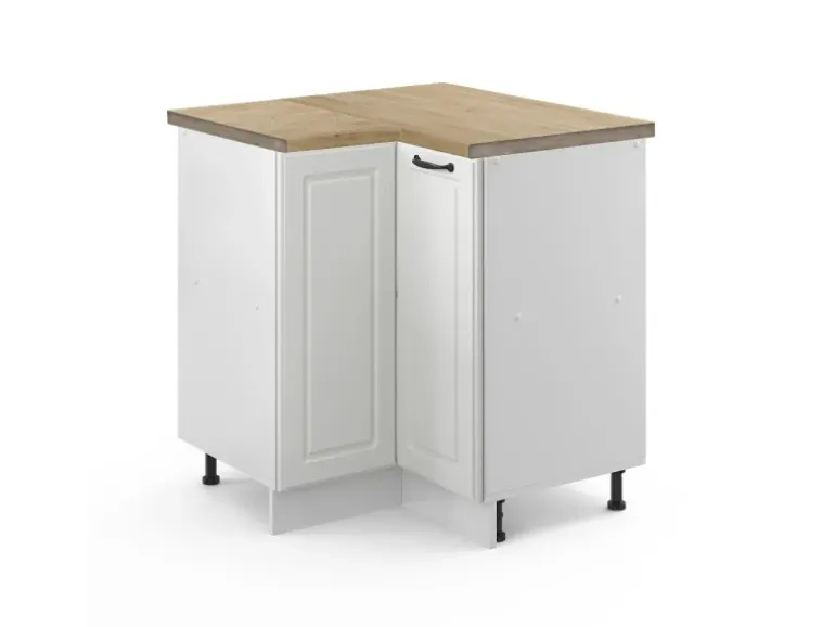 Vicco Eckunterschrank R-Line Küchen Eckschrank Weiß Landhaus/Weiß 76 cm AP Eiche