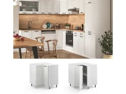 Vicco Eckunterschrank R-Line Küchen Eckschrank Weiß Landhaus/Weiß 76 cm AP Eiche