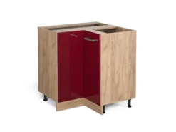 Vicco Eckunterschrank R-Line Bordeaux Hochglanz/Goldkraft Eiche 76 cm ohne Arbeitsplatte