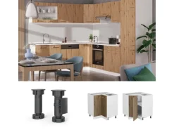 Vicco Eckunterschrank R-Line Küchen Eckschrank Artisan-Eiche/Weiß 76 cm AP Marmor