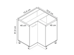 Vicco Eckunterschrank R-Line Küchen Eckschrank Artisan-Eiche/Weiß 76 cm AP Marmor