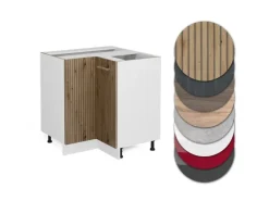 Vicco Eckunterschrank R-Line Küchen Eckschrank Artisan-Eiche/Weiß 76 cm AP Marmor