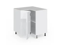 Vicco Eckunterschrank R-Line Küchen Eckschrank Weiß Hochglanz/Weiß 76 cm AP Eiche