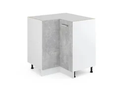 Vicco Eckunterschrank R-Line Küchen Eckschrank Beton/Weiß 76 cm ohne Arbeitsplatte