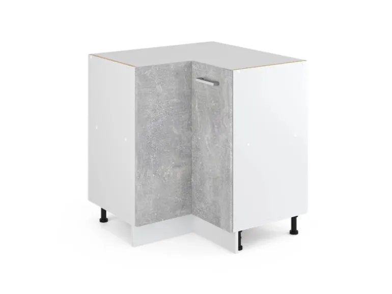 Vicco Eckunterschrank R-Line Küchen Eckschrank Beton/Weiß 76 cm ohne Arbeitsplatte