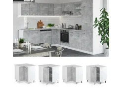 Vicco Eckunterschrank R-Line Küchen Eckschrank Beton/Weiß 76 cm ohne Arbeitsplatte