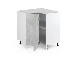 Vicco Eckunterschrank R-Line Küchen Eckschrank Beton/Weiß 76 cm ohne Arbeitsplatte