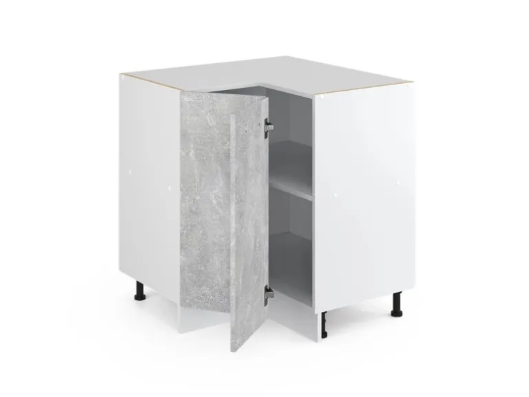 Vicco Eckunterschrank R-Line Küchen Eckschrank Beton/Weiß 76 cm ohne Arbeitsplatte