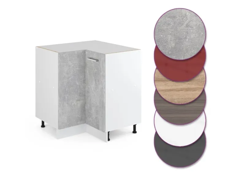Vicco Eckunterschrank R-Line Küchen Eckschrank Beton/Weiß 76 cm ohne Arbeitsplatte