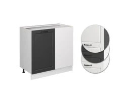 Vicco Eckunterschrank R-Line Anthrazit Landhaus/Weiß 86 cm ohne Arbeitsplatte