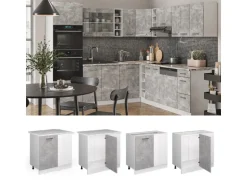 Vicco Eckunterschrank R-Line Küchen Eckschrank Beton/Weiß 86 cm ohne Arbeitsplatte