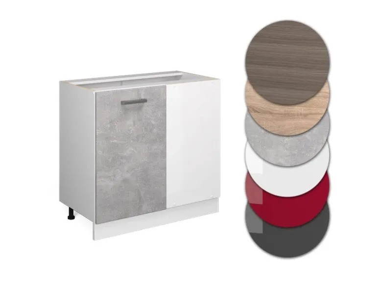 Vicco Eckunterschrank R-Line Küchen Eckschrank Beton/Weiß 86 cm ohne Arbeitsplatte