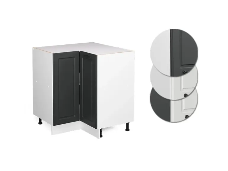 Vicco Eckunterschrank R-Line Anthrazit Landhaus/Weiß 76 cm ohne Arbeitsplatte