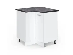 Vicco Eckunterschrank R-Line Weiß Hochglanz/Weiß 76 cm AP Anthrazit