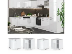 Vicco Eckunterschrank R-Line Weiß Hochglanz/Weiß 76 cm AP Anthrazit