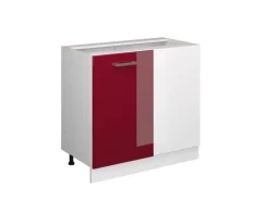 Vicco Eckunterschrank R-Line Bordeaux Hochglanz/Weiß 86 cm ohne Arbeitsplatte