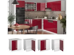 Vicco Eckunterschrank R-Line Bordeaux Hochglanz/Weiß 86 cm ohne Arbeitsplatte