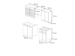 Vicco Fame-Line Küchenschränke Dunkelblau Hochglanz/Anthrazit 200 cm AP Eiche ohne E-Geräte