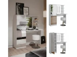 Vicco Frisiertisch Jasmin Weiß 123 x 141.2 cm mit Hocker