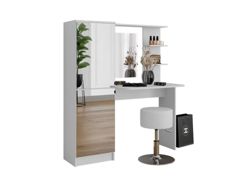 Vicco Frisiertisch Jasmin Weiß 123 x 141.2 cm mit Hocker
