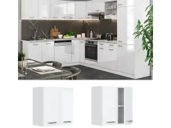 Vicco Hängeschrank R-Line Hängender Küchenschrank Weiß Hochglanz/Weiß 60 cm