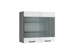 Vicco Küchenglasschrank Fame-Line Glashängeschrank Weiß Landhaus/Anthrazit 80 cm