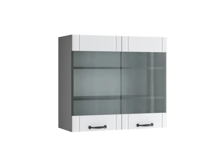 Vicco Küchenglasschrank Fame-Line Glashängeschrank Weiß Landhaus/Anthrazit 80 cm