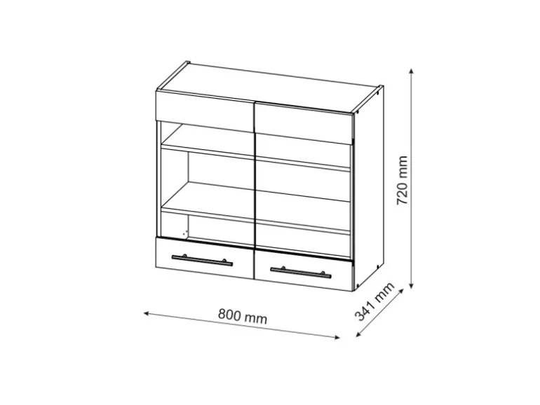 Vicco Küchenglasschrank Fame-Line Glashängeschrank Weiß Landhaus/Anthrazit 80 cm