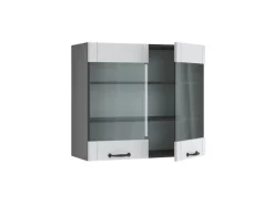 Vicco Küchenglasschrank Fame-Line Glashängeschrank Weiß Landhaus/Anthrazit 80 cm