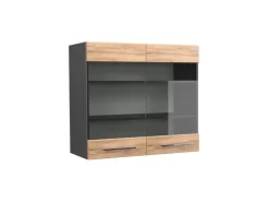 Vicco Küchenglasschrank Fame-Line Glashängeschrank Goldkraft Eiche/Anthrazit 80 cm