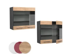Vicco Küchenglasschrank Fame-Line Glashängeschrank Goldkraft Eiche/Anthrazit 80 cm