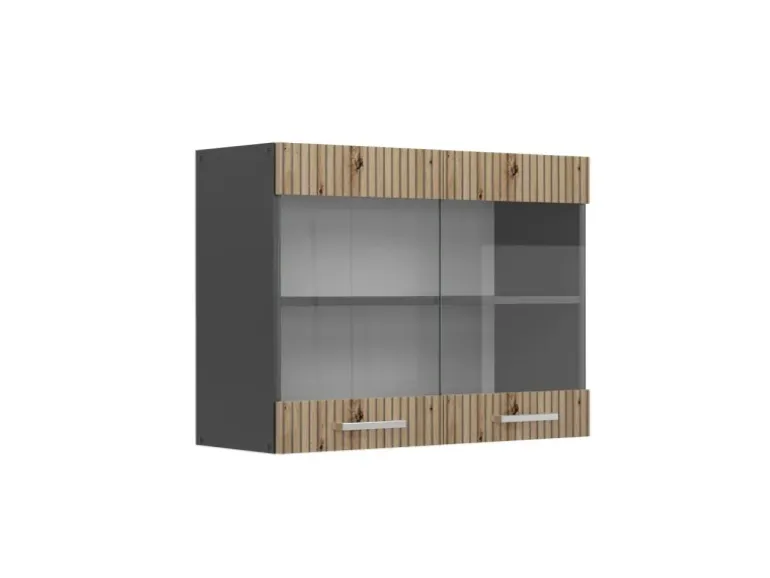 Vicco Küchenglasschrank R-Line Glashängeschrank Artisan-Eiche/Anthrazit 80 cm