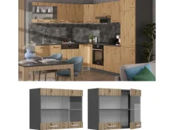 Vicco Küchenglasschrank R-Line Glashängeschrank Artisan-Eiche/Anthrazit 80 cm