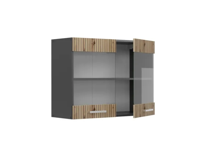 Vicco Küchenglasschrank R-Line Glashängeschrank Artisan-Eiche/Anthrazit 80 cm