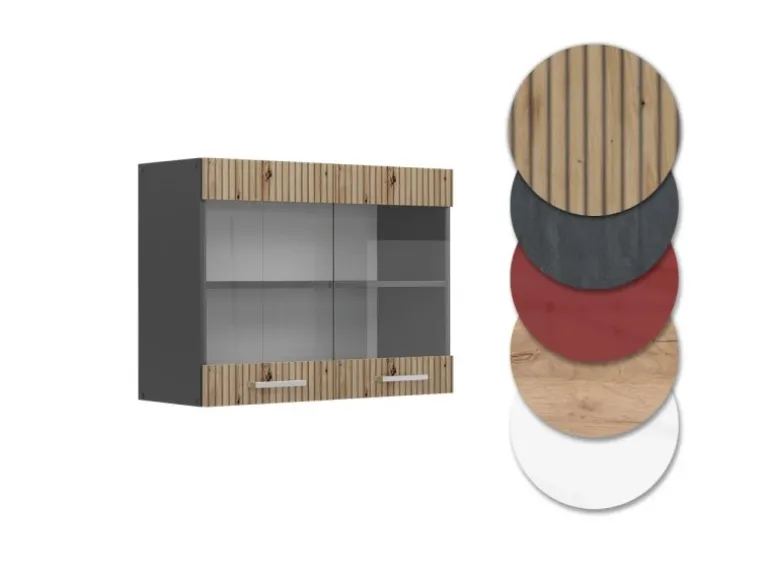 Vicco Küchenglasschrank R-Line Glashängeschrank Artisan-Eiche/Anthrazit 80 cm
