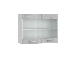 Vicco Küchenglasschrank R-Line Glashängeschrank Beton/Weiß 80 cm