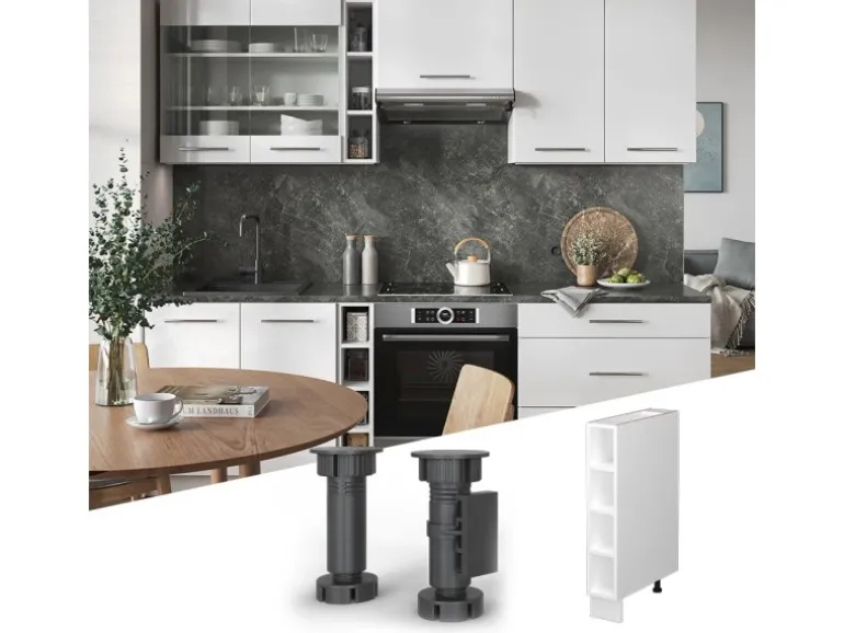 Vicco Küchenregal Fame-Line Offener Küchenschrank Weiß/Weiß 15 cm ohne Arbeitsplatte