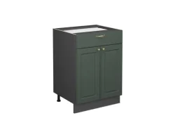 Vicco Küchenunterschrank Fame-Line Grün-Gold Landhaus/Anthrazit 60 cm mit Schublade ohne Arbeitsplatte