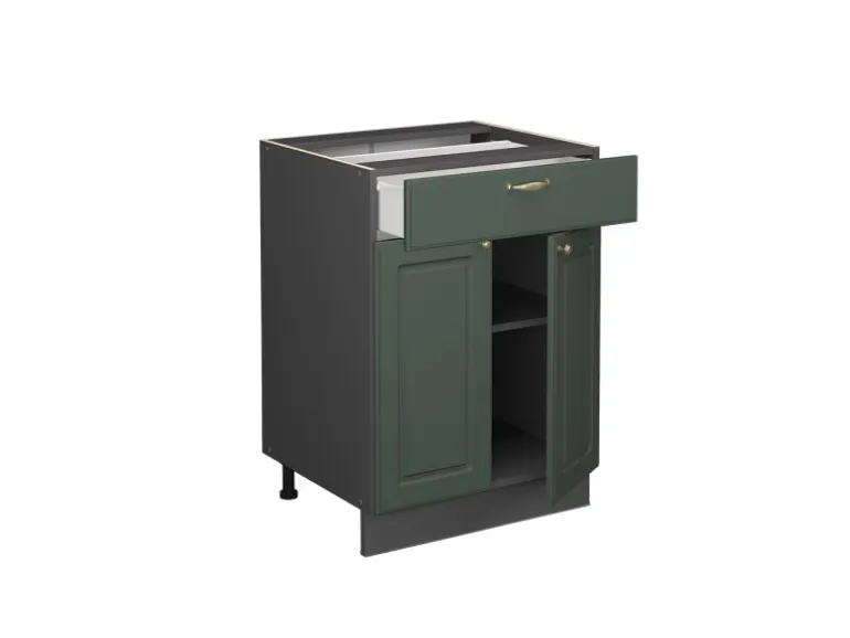 Vicco Küchenunterschrank Fame-Line Grün-Gold Landhaus/Anthrazit 60 cm mit Schublade ohne Arbeitsplatte