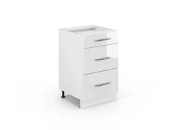 Vicco Küchenunterschrank Fame-Line Weiß Hochglanz/Weiß 50 cm ohne Arbeitsplatte