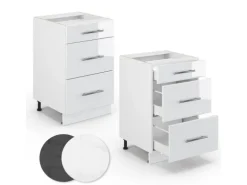 Vicco Küchenunterschrank Fame-Line Weiß Hochglanz/Weiß 50 cm ohne Arbeitsplatte