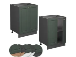 Vicco Küchenunterschrank Fame-Line Grün-Gold Landhaus/Anthrazit 60 cm ohne Arbeitsplatte