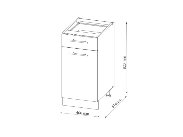 Vicco Küchenunterschrank Fame-Line Weiß Hochglanz/Weiß 40 cm ohne Arbeitsplatte