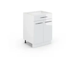 Vicco Küchenunterschrank Fame-Line Weiß Hochglanz/Weiß 60 cm mit Schublade ohne Arbeitsplatte